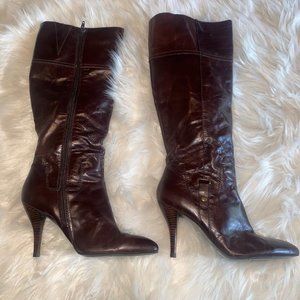 NINE WEST DARK BROWN LEATHER BOOTS